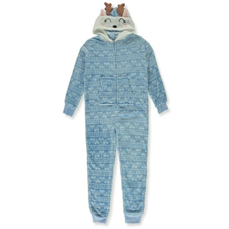 

Rene Rofe Girls Holiday Reindeer Fleece Coveralls - blue/multi 7 - 8 (Big Girls)