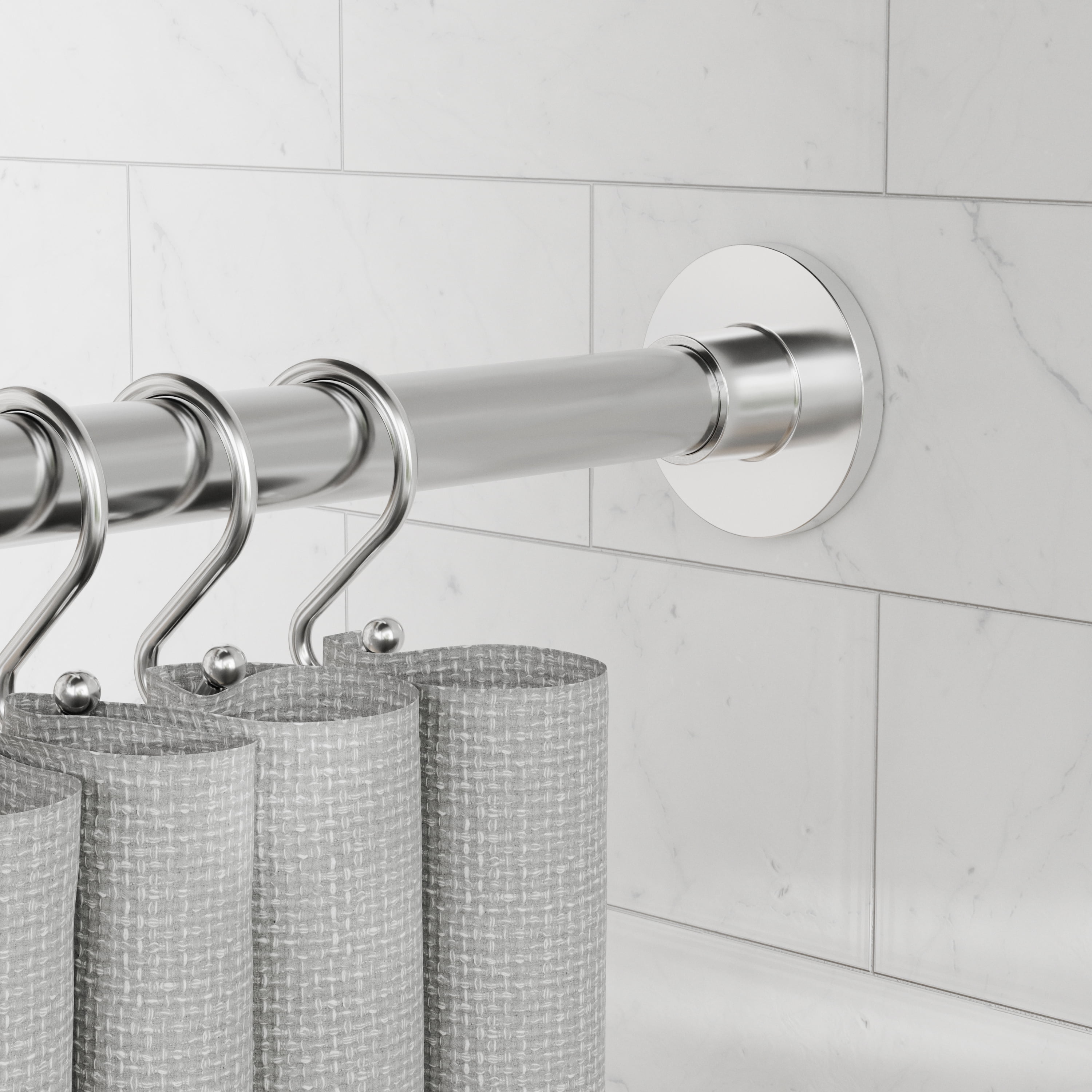 Better Homes & Gardens Rustproof 43” - 72” Modern Adjustable Tension Shower Curtain Rod, Nickel