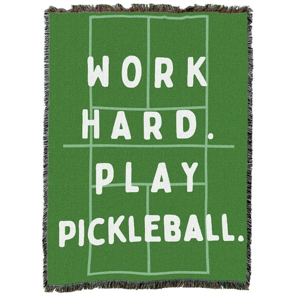 Pure Country Weavers Work Hard Play Pickleball Large Tapestry Throw Woven from Cotton - Made in The USA (72x54)