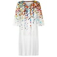thumbnail image 4 of Pntutb Robe de Mode pour Femme Robes pour Femmes à Manches 3/4 Mode Fleurs Imprimées Taille Robe d'Été Col en V Robe Longueur Genou, 4 of 5