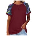 thumbnail image 2 of DailyTrove Women's Color Block Raglan Sleeve Tee - Casual Short Sleeve T-Shirt, Sporty for Outdoor & Errands, 2 of 6
