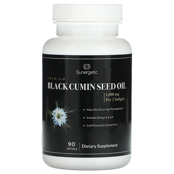 Premium Black Cumin Seed Oil, 500 mg , 90 Softgels, Sunergetic
