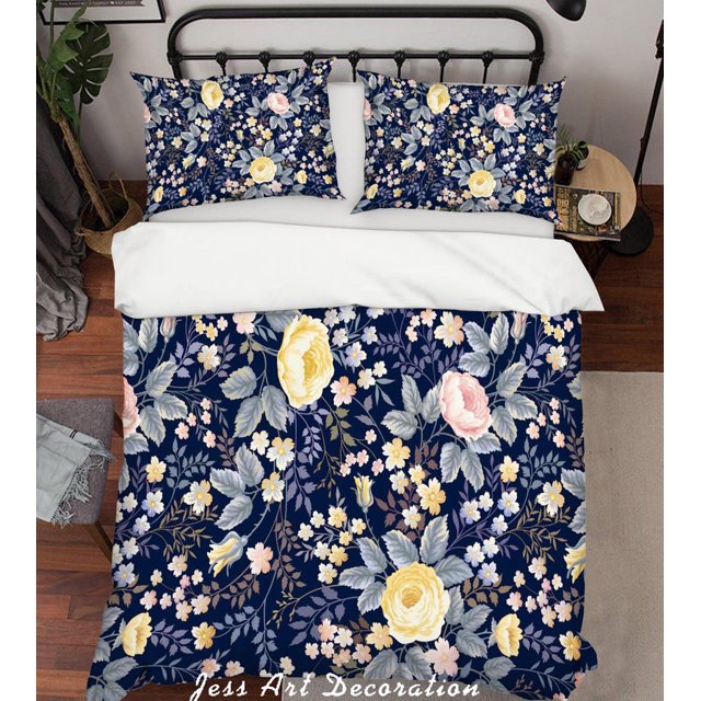 3D Colorful Floral Grey Quilt Cover Set Bedding Set Pillowcases 30