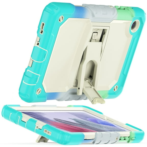 Case For Samsung Galaxy Tab A7 Lite (8.7 inch) Heavy Duty Full Body 2in1 Rugged Shockproof Protective Tablet Kickstand Tablet Cover [ Beige / Camo Mint ]