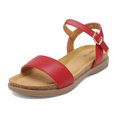 thumbnail image 1 of Women's Summer Sandals Open Toe Ankle Strap Buckle Flat Sandals RED LUNNA size 11, 1 of 4