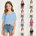 thumbnail image 5 of YaEYa Girls Off The Shoulder Tops Short Sleeve Oversized Tshirts Summer Casual Loose Fit Basic Tees Y2K Going Out Tops, 5 of 6