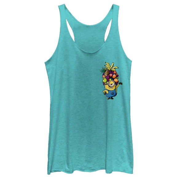 Women's Despicable Me Minion Fruit Hat Racerback Tank Top Tahiti Blue Small