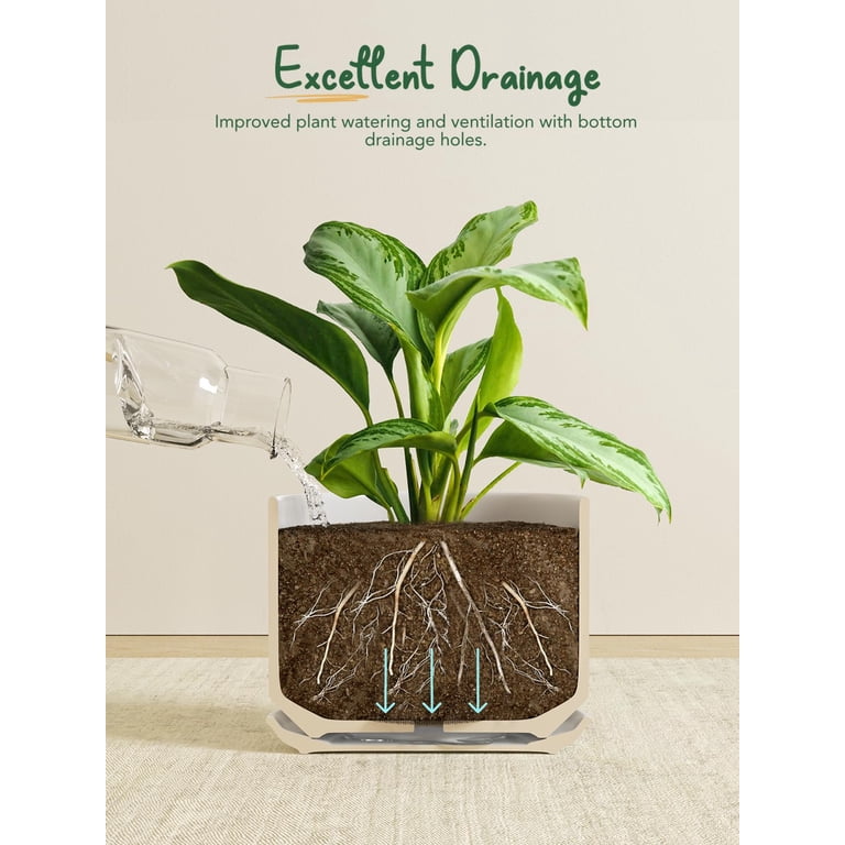 BEMAY 8" Bamboo Green Ceramic Plant Pot photo 2