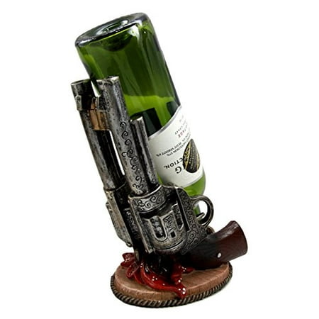 Atlantic Collectibles Western Six Shooter Cowboy Pistol Wine Bottle Holder Caddy Figurine 9.75