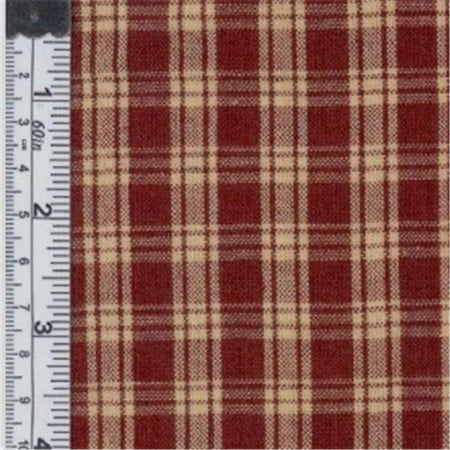 Textile Creations 102 Rustic Woven Fabric, Natural Plaid Wine, 15 yd.