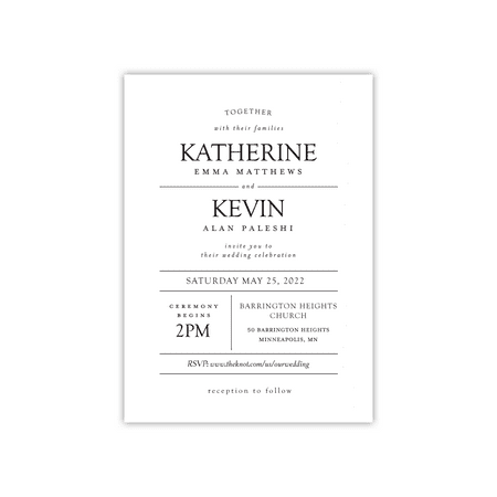 A5 Invite - Personalized Wedding Invite - Modern Simplicity - 5 x 7 Flat