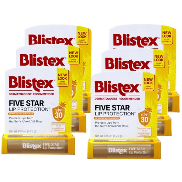 Bálsamo labial Blistex Five Star SPF 30, paquete de 6 unidades