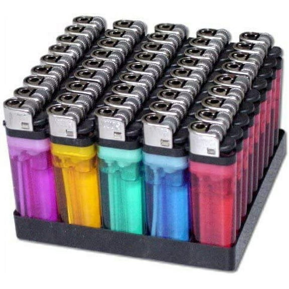 Wholesale Disposable Lighters - Pack of 50 with Stand