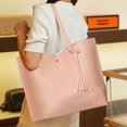 thumbnail image 4 of Bolso de hombro vintage para mujer Bolso de viaje de cuero PU con juego de monedero (rosa), 4 of 5