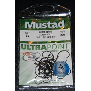 Mustad Demon Perfect Circle, in-Line 1X Fine Wire - Black Nickel-Size 8/0 -  Pack of 100
