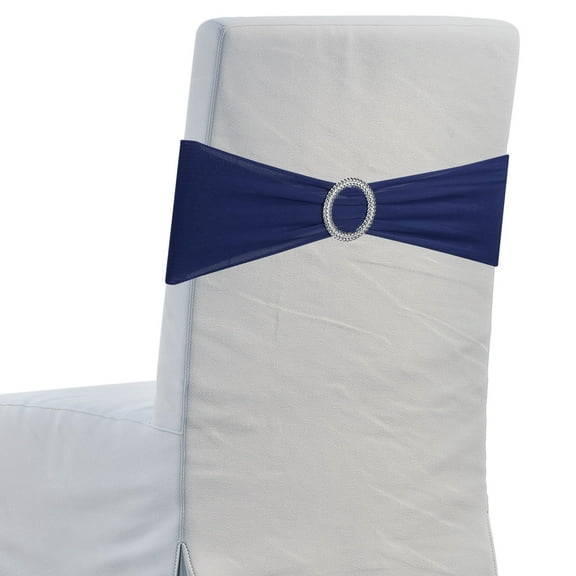 10Pcs Chair Sashes Chair Bow, 350x130mm Polyester Stretch Band with Buckle Slider for Banquet Party Wedding Party Events (Dark Blue)