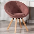 thumbnail image 3 of Duhome Modern Mid-Century Velvet Upholstered Small Accent Chair Desk Chair for Makeup Vanity Leisure Pink 1 Pcs, 3 of 10