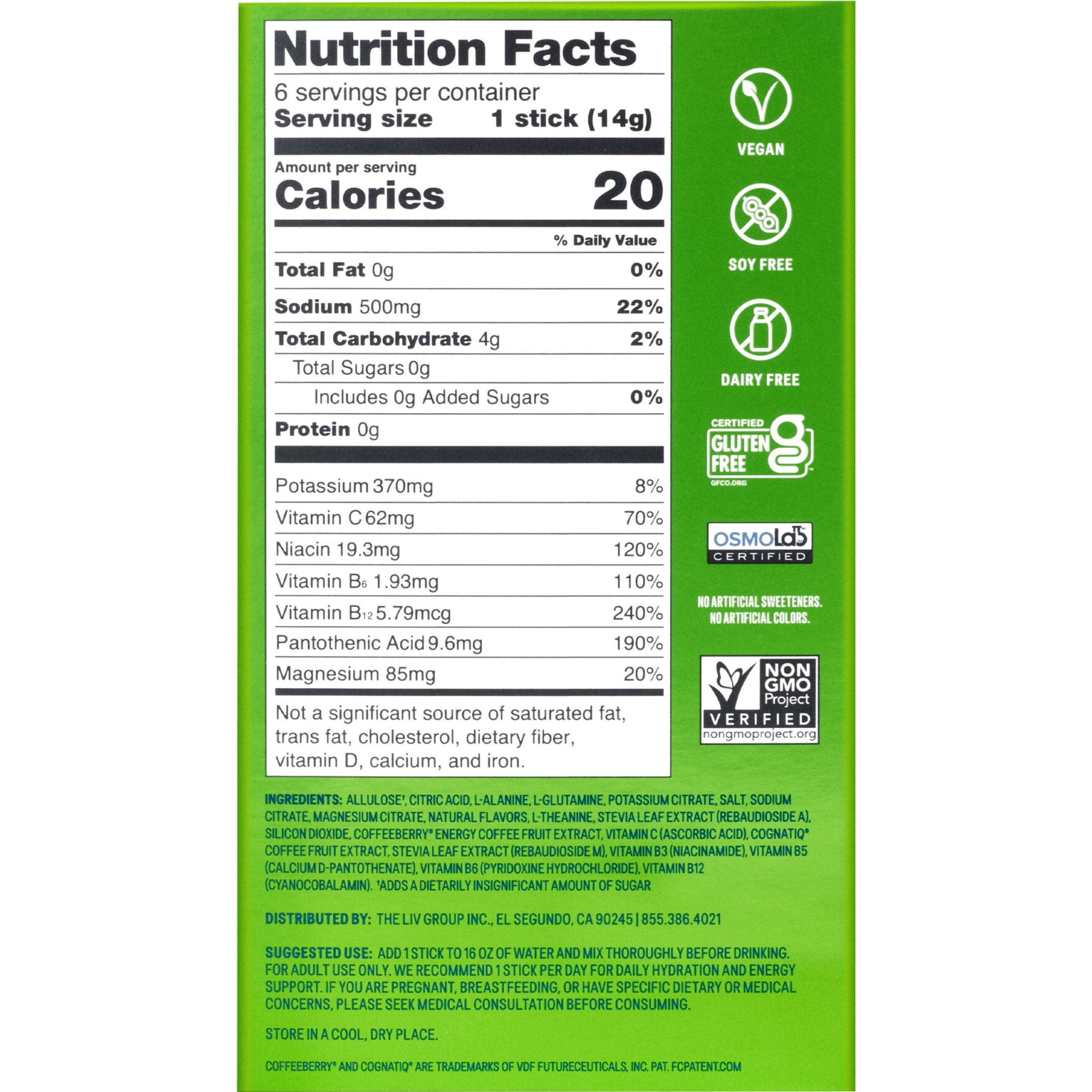 (12 pack) Liquid I.V.® Strawberry Kiwi Sugar-Free Hydration Multiplier® +Energy Electrolyte Powder Drink Mix, 6 Count Packets