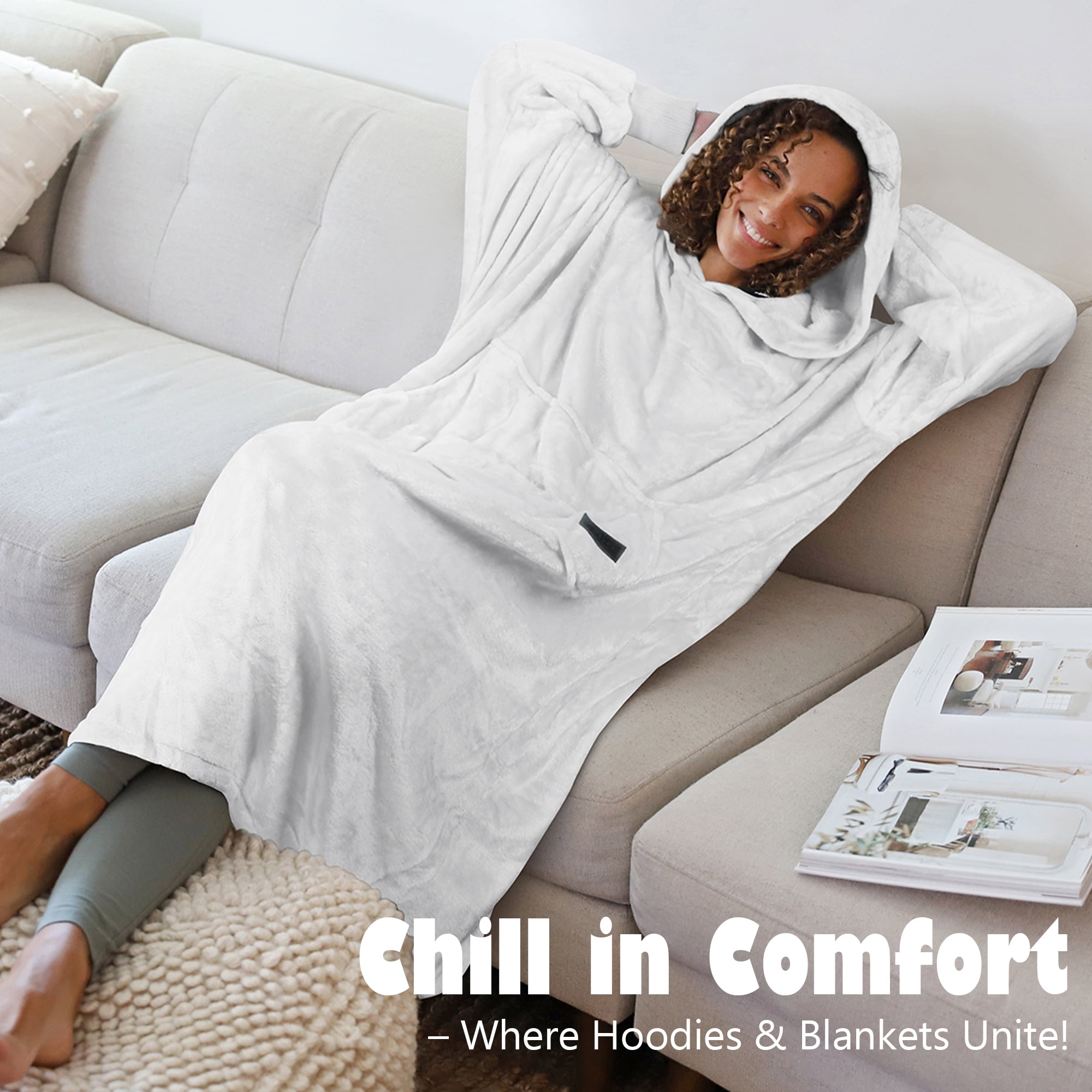 Catalonia Full Body Oversized Blanket Hoodie Sweatshirt, Extra Long Wearable Fleece Pullover, Gift for Adult Men Women Wife Girlfriend