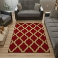 thumbnail image 2 of Ottomanson Trellis Area Rug 5' x 6'6" - Non Slip Low Pile Carpet, Red, 2 of 8