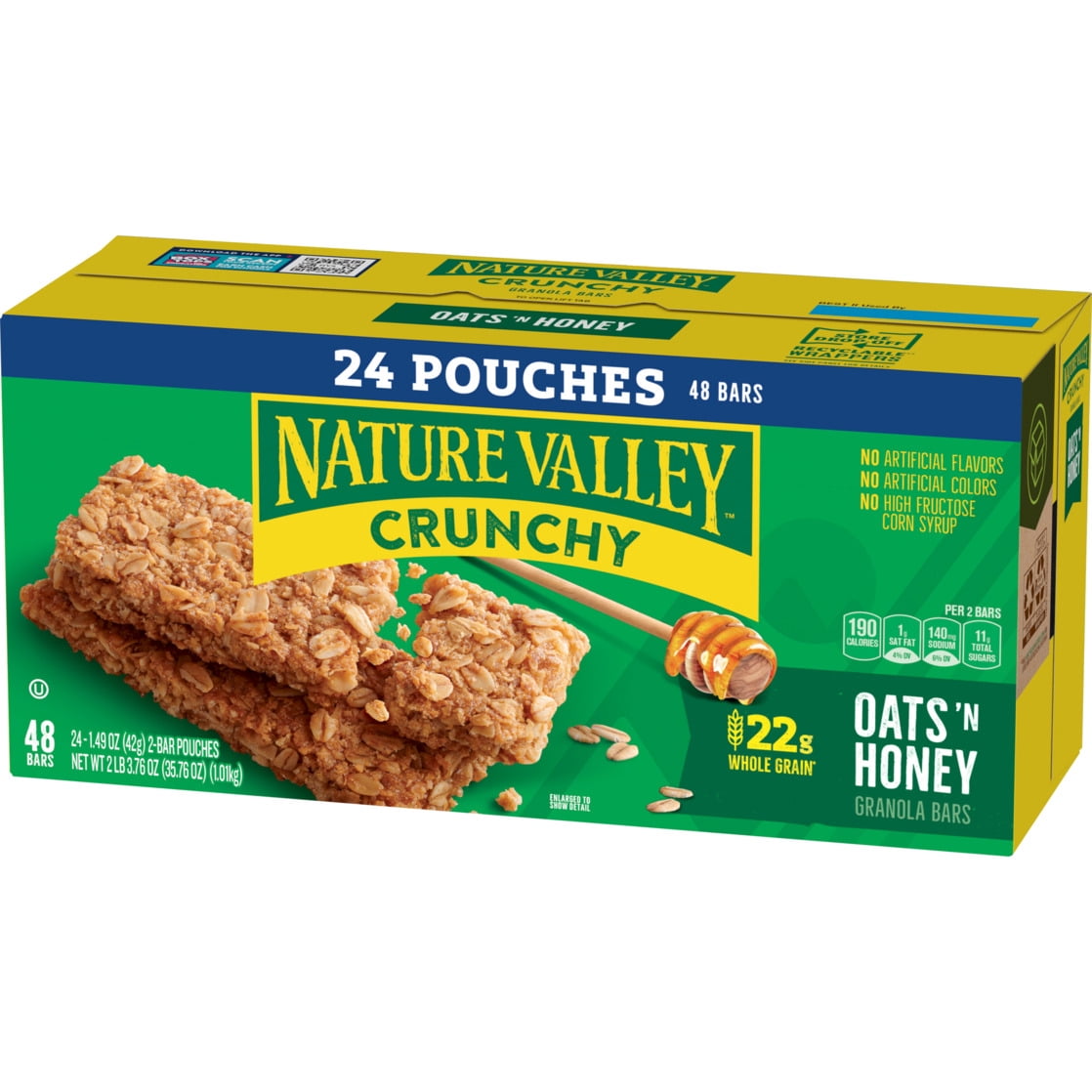 (3 pack) Nature Valley Crunchy Granola Bars, Oats 'n Honey, 48 Count, 35.76 oz (24 Pouches)