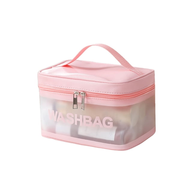Deeceymbur Waterproof PVC Compact Travel Toiletry Bag with Handle for Cosmetics Makeup Accessories Storage