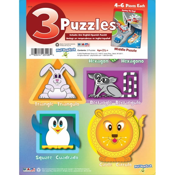 3-Pack Preschool Puzzles Display