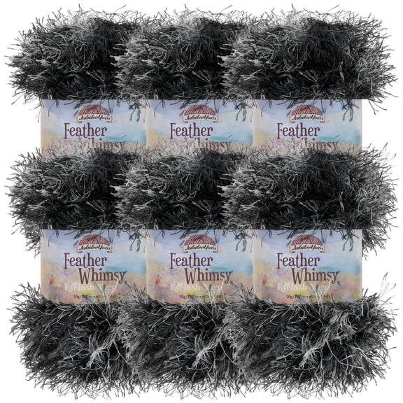 JubileeYarn Feather Whimsy Eyelash Yarn - 50g/Skein Fine Polyester Faux Fur - Starry Night - 6 Skeins
