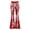 Red, variant on Women Flared Pants Floral Skull Print High Waist Bell Bottom Pants for Women Spooky Halloween Pants (Red L)
