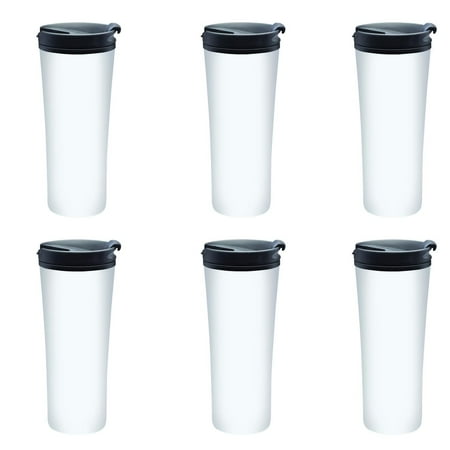 

16 oz. Asana Travel Mugs with Silicone Seal - 6 Pack - White