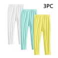 thumbnail image 2 of GERsome Girls Leggings 3 Pcs Cotton Tights for Toddler Kids Athletic Base Layer Under Pants Soft Yoga Pants Full Length White Mint Green Yellow, 2 of 9