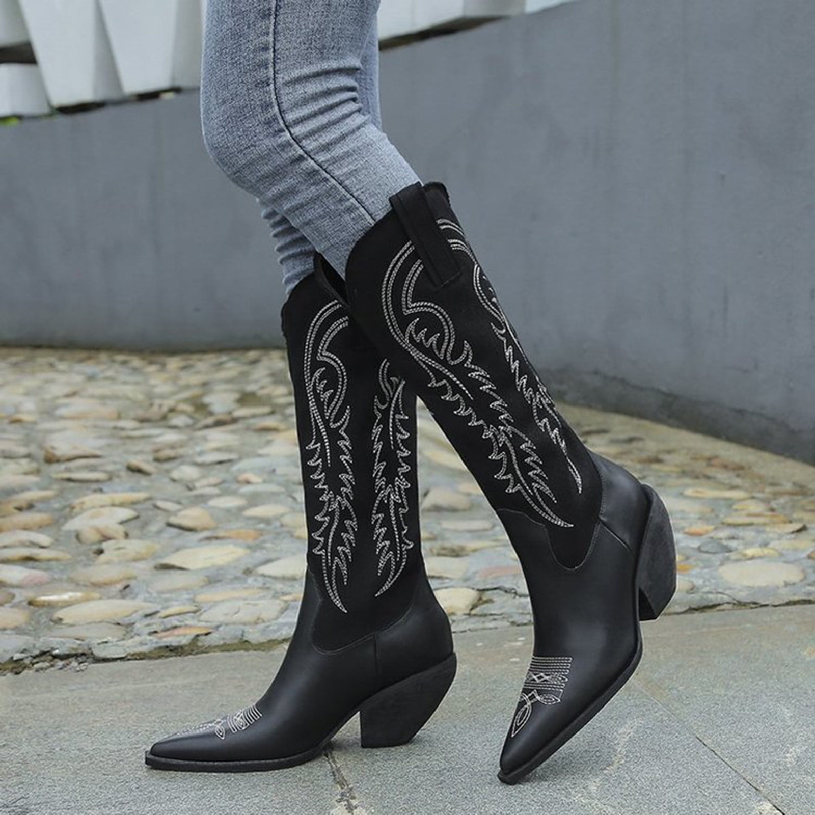 Wide Calf Boots black casual look Shoes High Boots Wide Calf Boots 