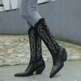 thumbnail image 2 of jovati Womens Shoes Retro Embossing Pattern Mid Heel Zipper Fashion Leather High Boots, 2 of 9