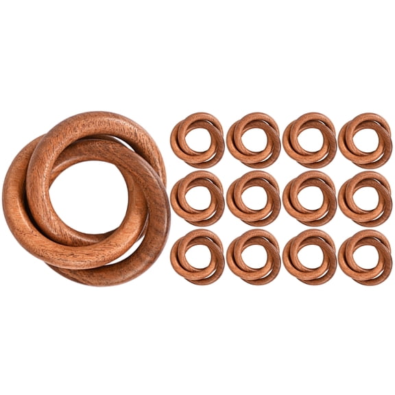 Set of 12 Handcrafted Napkin Rings - Mango Wood Round Napkin Holders for Dining Table Décor (Rust Brown)