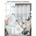 thumbnail image 6 of No Hook Shower Curtain with Snap-in Liner, Teal Tulip Butterfly Waterproof Fabric Bathroom Curtains, Beige Turquoise Floral Farmhouse Blue Bath Curtains & Mesh Top Window 54"x78", 6 of 9