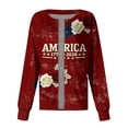 thumbnail image 3 of Women's Casual Fashion Long-Sleeve Stand-Up Collar Single-Button Independence Day Print Workwear Jacket Deep Red 3XL, 3 of 5