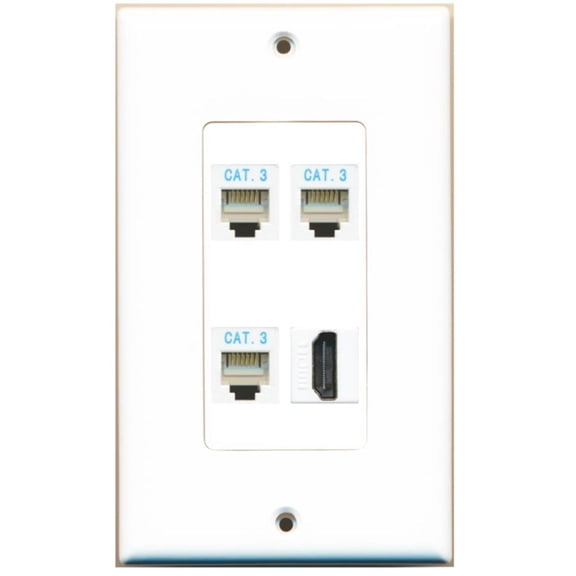 Ultra Spec Cables 3 Port Phone RJ11-12 HDMI Wall Plate DecorZ