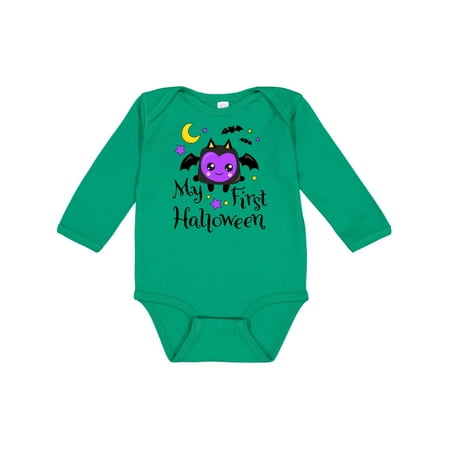 

Inktastic My First Halloween with Cute Bat Gift Baby Boy or Baby Girl Long Sleeve Bodysuit