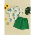 thumbnail image 4 of Suealasg Toddler Baby Boys 2Pcs Outfits 6M 1T 2T 3T 4T Little Boys Summer Casual Hawaii Beach Clothes Short Sleeve Fruit Tree Print Shirt Tops+ Elastic Waist Shorts Set, 4 of 9
