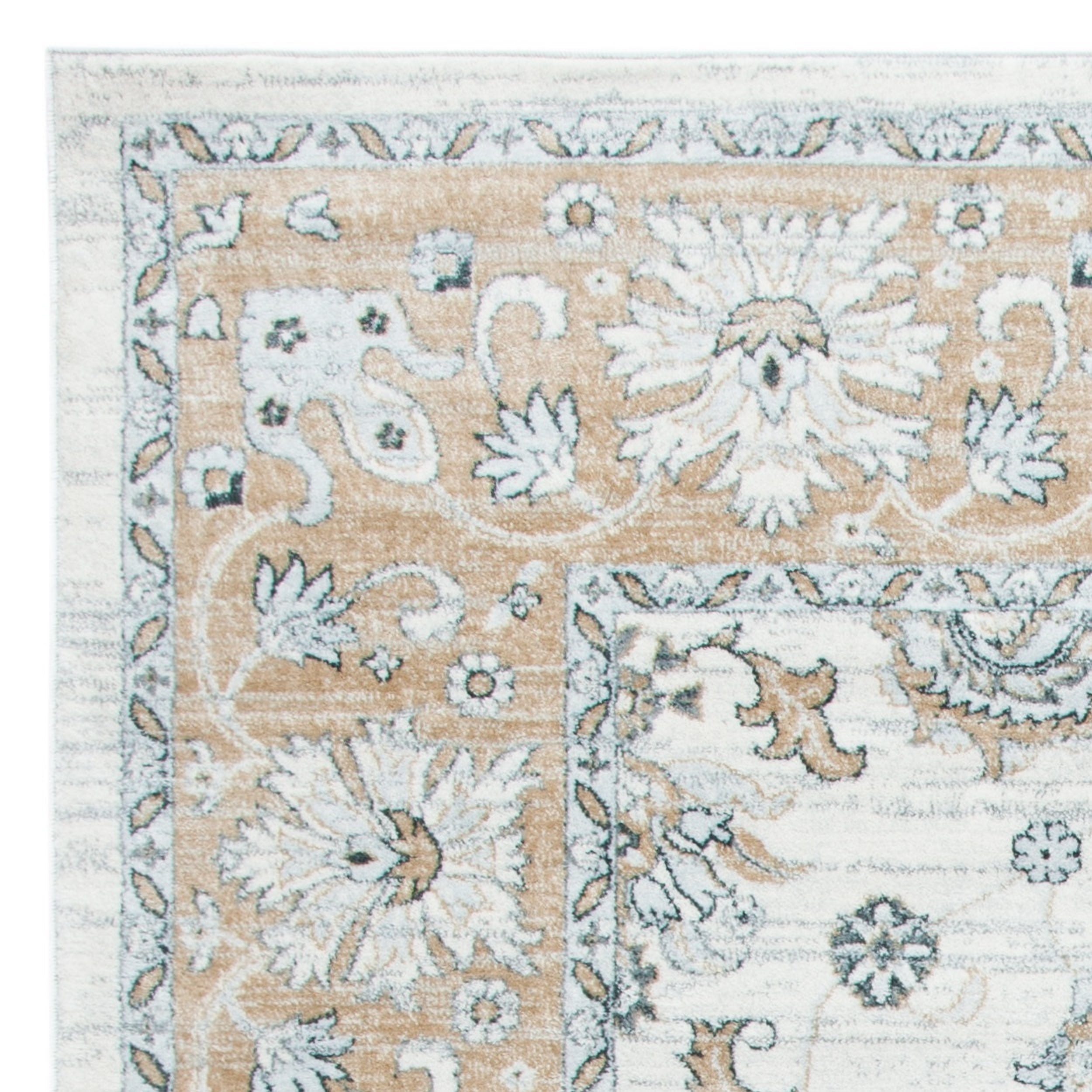 SAFAVIEH Glamour Drummond Geometric Floral Wool Area Rug, Blue/Ivory, 5' x 8'