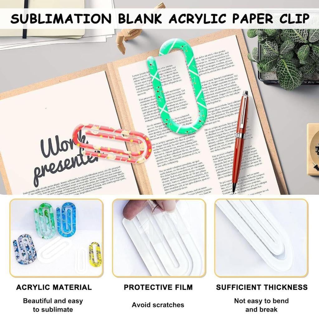 Giaone 30Pcs Heat Transfer Acrylic Clips Sublimation Paper Clamps For Craft Project