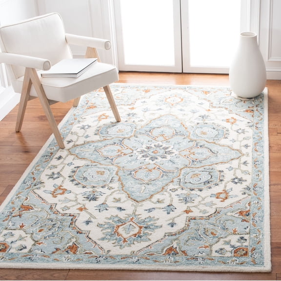 Safavieh Heritage Kagan Oriental Area Rug, Ivory/Blue, 6' x 6' Square