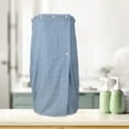 thumbnail image 2 of Toalla de baño a rayas finas, absorbente, suave, azul, 27,8 de longitud para baño con botón ajustable, 1 ud., 2 of 7