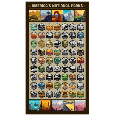 Americanflat National Park Scratch Off Poster - Scratchable List of 63 National Parks Across USA - 16 X29  Scratch Off Poster and US National Park Tracker with Full Color Travel Style Icons