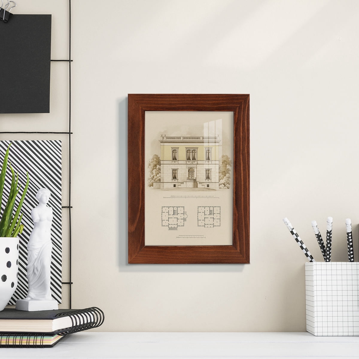 Estate and Plan V -Framed Print w/glass-Chestnut