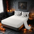 thumbnail image 5 of Homewish Halloween Skull Bat Cat King Bedding, Mushroom Eye Floral King Bed in a Bag, Black White, Gray Reversible 7-Piece, 5 of 7