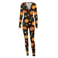 thumbnail image 5 of DYMADE Women Halloween Printed Buttons Long Sleeve Jumpsuit, 5 of 6