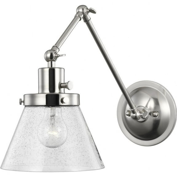 P710094-009-Progress Lighting-Hinton - Wall Brackets Light - 1 Light - Cone Shade in Coastal style - 8 Inches wide by 14.38 Inches high-Brushed Nickel