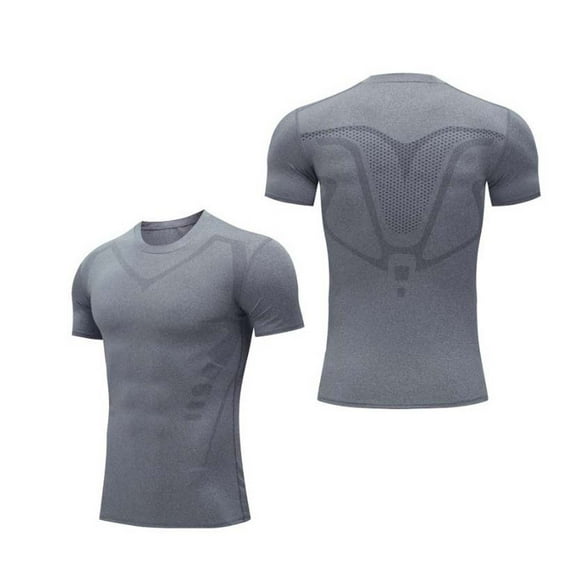 Xihbxyly Ventas Compras en línea Camiseta ajustada de manga corta para correr, transpirable, absorbiendo el sudor y seca rápidamente. Camiseta ajustada para la forma del cuerpo.