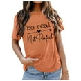 thumbnail image 1 of WEIYLL T-Shirts Femmes Manches Courtes Imprimé de Lettres Hauts Orange Tailles m, 1 of 4